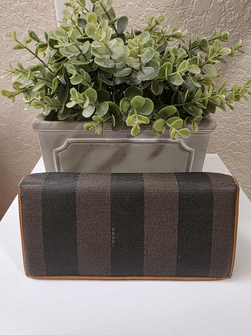 Vintage Fendi Pequin Striped Continental Wallet – Brown/Black – Made in Italy